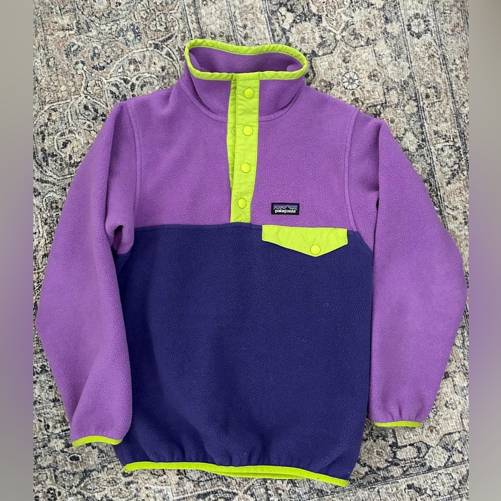 Patagonia girls pullover fleece purple size small 7-8 VGUC